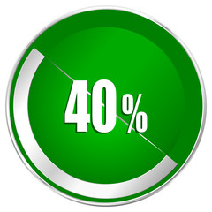 Aufkleber - 40 percent silver metallic border green web icon for mobile apps and internet.