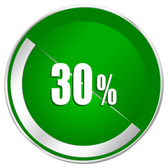 Poster - 30 percent silver metallic border green web icon for mobile apps and internet.
