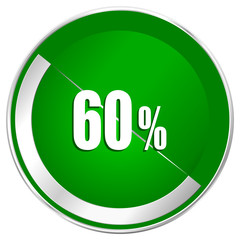 Aufkleber - 60 percent silver metallic border green web icon for mobile apps and internet.