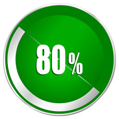 Aufkleber - 80 percent silver metallic border green web icon for mobile apps and internet.