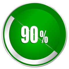 Aufkleber - 90 percent silver metallic border green web icon for mobile apps and internet.