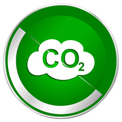 Poster - Carbon dioxide silver metallic border green web icon for mobile apps and internet.