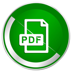 Aufkleber - Pdf file silver metallic border green web icon for mobile apps and internet.