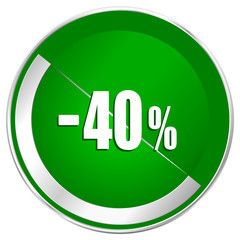 Poster - 40 percent sale retail silver metallic border green web icon for mobile apps and internet.