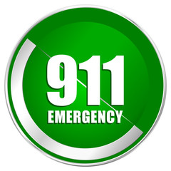 Number emergency 911 green icon.