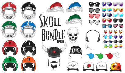 Skull Fashion Bundle. Vecto illustration