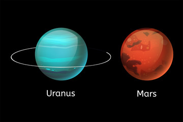 Wall Mural - High quality mars galaxy astronomy uranus planet science globe cosmos star vector illustration.