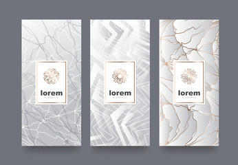 Wall Mural - Vector set packaging templates with different texture for luxury products.logo design with trendy linear style.vector illustration