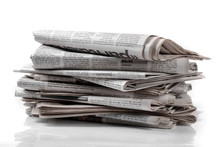 Newspaper Stack Isolated On White Background