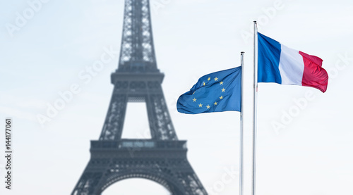 Paris Tour Eiffel Drapeau France Union Europeenne Europe Diriger Choix Loi Gouverner Voter Elire Representant Vote Stock Photo Adobe Stock