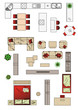 Illustration of furniture interior icons top view