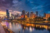Fototapeta  - City of Melbourne. Cityscape image of Melbourne, Australia during dramatic sunset.