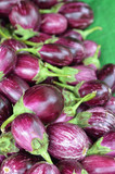 Fototapeta Sawanna - Fresh eggplants for sale in a market
