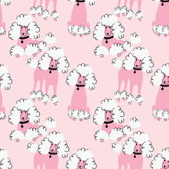 Doodle poodle seamless pattern