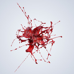 Poster - Red splash isolated on light 3d rendering