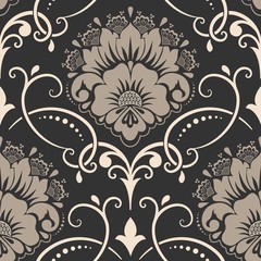  Vector damask seamless pattern element. Classical luxury old fashioned damask ornament, royal victorian seamless texture for wallpapers, textile, wrapping. Exquisite floral baroque template.