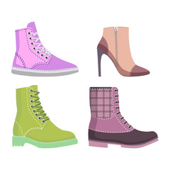 Wall Mural - Winter and Autmn Female Shoes Set of Illustrations