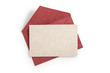 Red envelope made from natural fiber paper isolated on white background. Clipping path included.