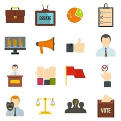 Election voting icons set in flat style