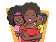 Mother Being Hugged by her Children - Black Family