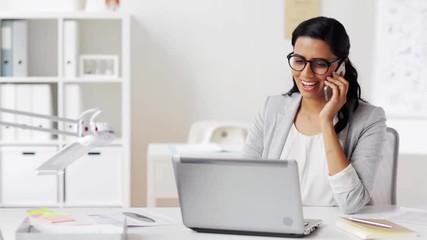 Sticker - businesswoman calling on smartphone at office