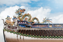 Roof Decorative Detail Of Vietnamese Temple.