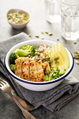 Canvas Print - Grain and grilled chicken bowl for lunch