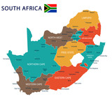 Fototapeta Mapy - South Africa - map and flag - illustration