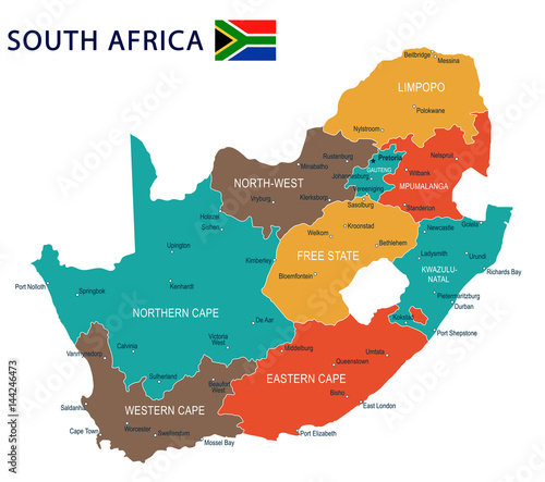 Cuadros en Lienzo South Africa - map and flag - illustration