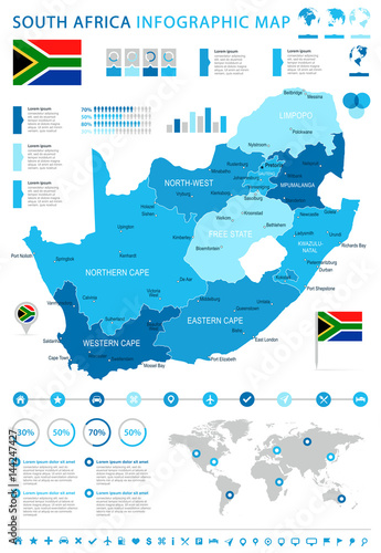 Fotografía South Africa - map and flag - illustration