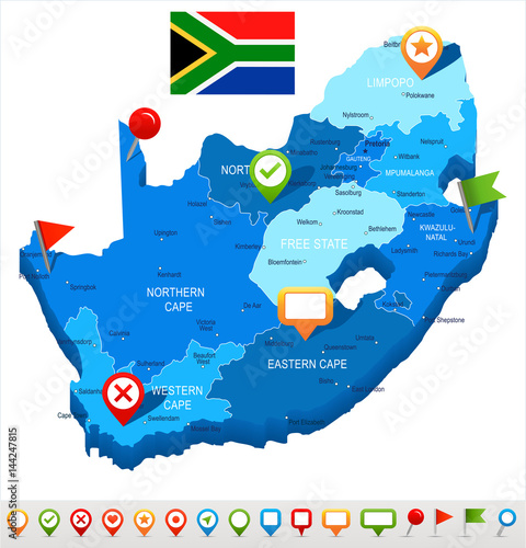 Cuadros en Lienzo South Africa - map and flag - illustration