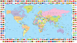 Fototapeta Mapy - Colored World Map and Flags