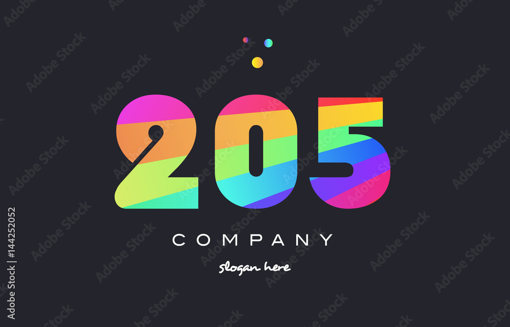 205 colored rainbow creative number digit numeral logo icon Stock ...