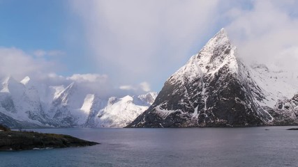 Sticker - Fjords in the mountains of norway, time lapse