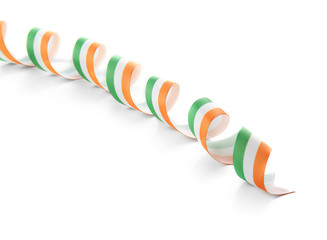 Wall Mural - Ribbon in colors of Irish flag on white background