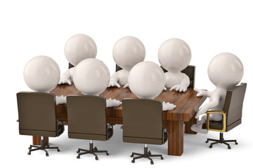 3d men sitting at a table and having business meeting.3D illustration.