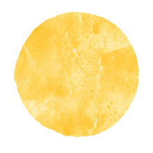 Watercolor Yellow Circle On White Background