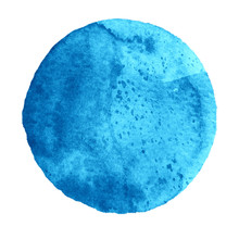 Watercolor Lapis Blue Circle On White Background