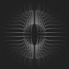 Wall Mural - abstract vector mesh monochrome background. sphere of bioluminescent tentacles. futuristic style car