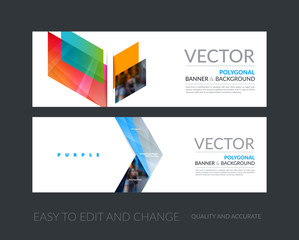Vector set of modern horizontal website banners with colourful d