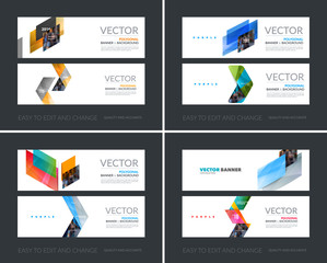 Vector set of modern horizontal website banners with colourful d