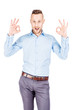 © kaninstudio - businessman showing OK while standing against white background