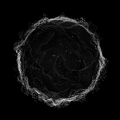 Wall Mural - abstract grayscale vector mesh background. point array. ring of glowing points. futuristic technolog