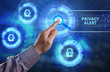 © photon_photo - Business, Technology, Internet and network concept. Young businessman working on a virtual screen of the future and sees the inscription: Privacy alert