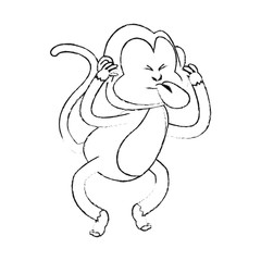 Poster - tongue out monkey cartoon icon image vector illustration design  black sketch line