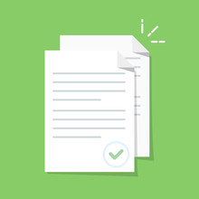 Documents Icon. Stack Of Paper Sheets. Confirmed Or Approved Document. Flat Illustration Isolated On Color Background.