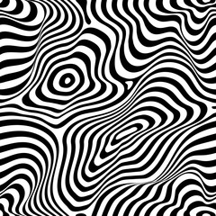 vector monochrome seamless pattern, curved lines, striped black & white background. abstract dynamic