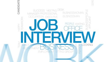 Poster - Job interview animated word cloud, text design animation. Kinetic typography.