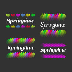 Springtime banner set with leaves