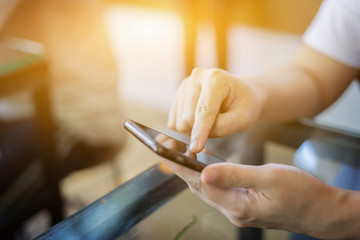 businesswoman working with modern devices, student girl using digital tablet computer and mobile smart phone,business concept,selective focus,vintage color